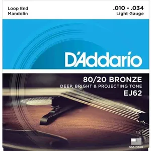 Comparateur de prix : D'Addario And Co EJ62 80/20 Bronze Mandolin Strings Light 10-34 Cordes pour mandoline