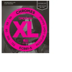 Comparateur de prix : D'Addario D'Addario ECB81-5 XL Chromes Regular Light 5-St 45/132 Long Scale