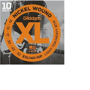 D'Addario EXL140-10P, Light Top/Heavy Bottom, 10-52, 10 Jeux - Jeu guitare électrique