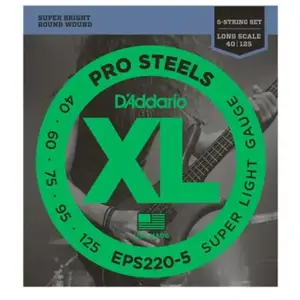 Comparateur de prix : D'Addario Jeu de cordes basse électrique 5 cordes Prosteels 45-125 Long - EPS220-5