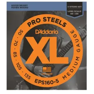 D'Addario ProSteels EPS160-5 Cordes pour basse 5 cordes Moyen 50-135