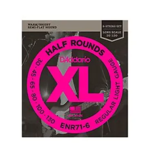 Comparateur de prix : D'addario ENR71-6 30-130 - Jeu de 6 cordes filet plat ½ rond basse