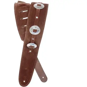 D'Addario 25SSC01 sangle guitare suède marron avec conchos
