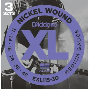 Comparateur de prix : D'Addario And Co EXL115-3D Nickel Wound Medium 11-49 Pack de 3