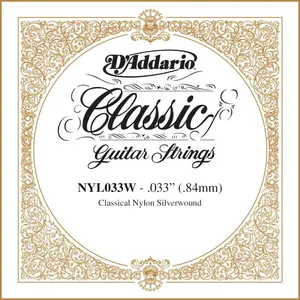 D'Addario NYL033W, .033 - Corde au détail - cuivre plaqué argent - guitare classique