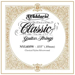 Comparateur de prix : D'Addario NYL035W, .035 - Corde au détail - cuivre plaqué argent - guitare classique