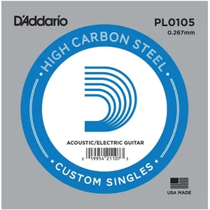 Comparateur de prix : D'Addario PL0105, .0105 - Corde au détail acier pur   guitare