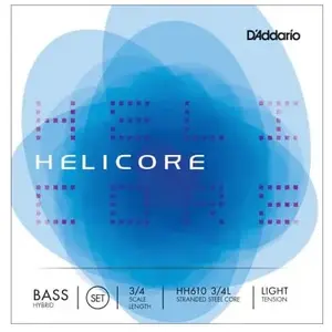 D'Addario HH610 3/4L - Jeu de cordes contrebasse hybride Helicore, manche 3/4, Light