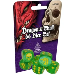 Dragon & Skull Dice Pack Green Glitter  - Steve Jackson Games Dés  - SJG-5900-16 