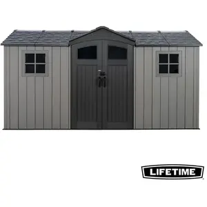 Abri de jardin 60477 en résine gris surface totale 8,79m² Lifetime pas cher