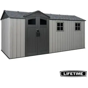 Abri de jardin 60478 en résine gris surface totale 10,66m² Lifetime pas cher