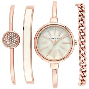 Anne Klein Coffret montre femme Promo Box Set AK-1470RGST - Bracelet  Doré rose pas cher