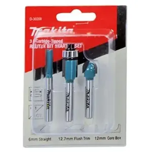 Comparateur de prix : Ensemble de 3 fraises en queue de 6 mm Makita - 10220