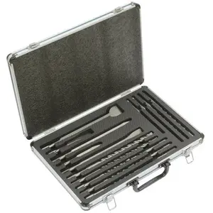 Comparateur de prix : Coffret de 12 forets, 2 pointes, 3 burins Makita B-64680 à emmanchement sds-plus