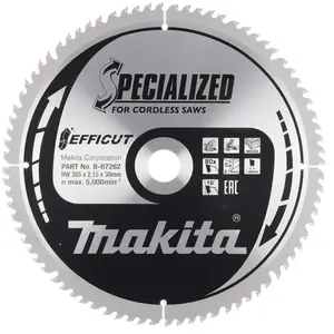 Comparateur de prix : Lame de scie circulaire MAKITA B-67315 SPECIALIZED EFFICUT accu Ø305mm