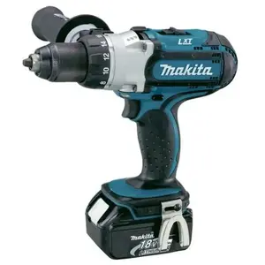 Makita   Perceuse visseuse 13mm 18V Li-Ion 2x5Ah 80Nm avec Coffret MAKPAC   DDF451RTJ Noir/Bleu pas cher