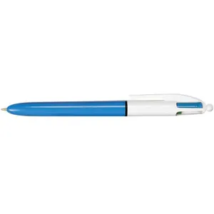 Comparateur de prix : Bic 1x Stylo Bille Rétractable 4 Colours - Pointe Moyenne - Corps Bleu/Blanc