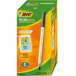 Comparateur de prix : BIC Lot de 6 Stylos à bille ECOlutions Round Stic Corps Transparent Glacé Noir