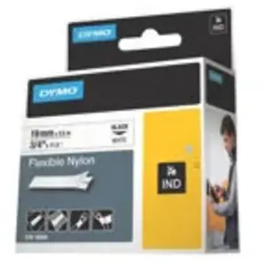 Comparateur de prix : DYMO Rhino - Etiquettes Industrielles Nylon Flexible 19mm x 3.5m - Noir sur Blanc
