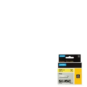 Comparateur de prix : DYMO Rhino - Etiquettes Industrielles Vinyle 12mm x 5.5m - Noir sur Jaune