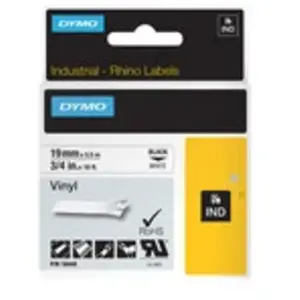 Comparateur de prix : DYMO 18445 Rhino Ruban Vinyl Coloré Blanc sur Noir 19mm x 5.5m