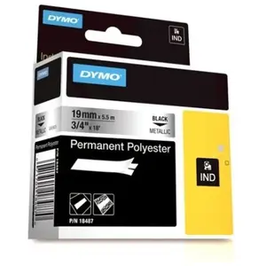 Dymo 18487 (S0718200) - (19 mm) - Noir sur métallique - Ruban pas cher