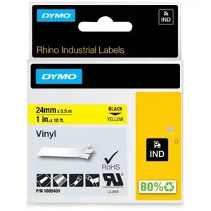 Comparateur de prix : Dymo Rhino Étiquettes Industrielles Vinyle 19mm x 5,5m - Noir sur Gris