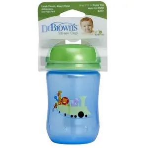 Dr Brown - Gobelet avec paille 270 ml Bleu / Vert pas cher