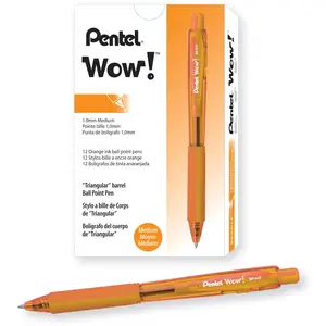 Pentel Lot de 12 BK440 Wow Stylo bille rétractable corps triangulaire confortable Orange pas cher