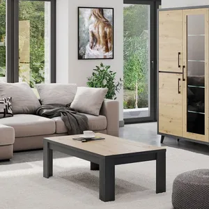 Table basse L120cm VIVA chêne / noir Taille unique pas cher