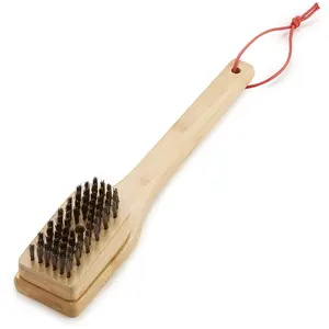 Comparateur de prix : Brosse de nettoyage pour grille - Weber - poignée bambou et poils en acier inoxydable