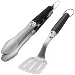 Comparateur de prix : Weber Kit d'ustensiles Premium - format compact, 2 pièces, acier inoxydable