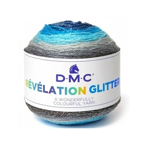 Pelote de laine REVELATION GLITTER pour étoles - DMC Wonder 506 Bleu -... pas cher