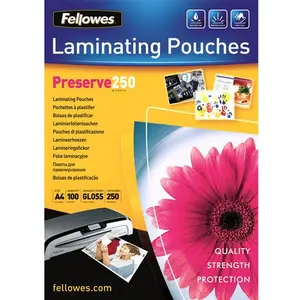 Comparateur de prix : Pochettes Fellowes brillantes A4 250 microns