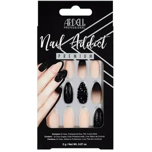 Comparateur de prix : Ardell Nail Addict Premium Ongles Black Stud & Pink Ombre 24uts