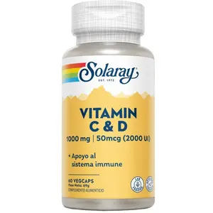 Comparateur de prix : Solaray - Vitamine C (1000mg) + D (2000UI) Solaray 60 Vegcaps