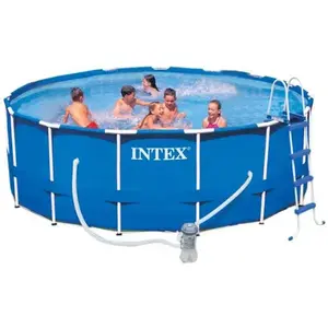 Intex Piscine Ronde avec Escalier Escabeau Structure Acier 457x122 cm pas cher