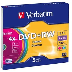 Comparateur de prix : Verbatim DVD-RW Multicouleur 5 Unités 4x 4,7 GB TU