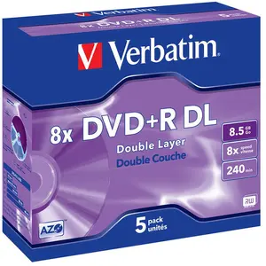 Comparateur de prix : VERBATIM 43541 DVD+R 8.5GB 8X Double Layer Argent Mat Lot de 5
