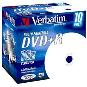 Comparateur de prix : DVD+R Imprimable 16X - VERBATIM - Pack de 10 - 4.7 Go - Boitier crystal