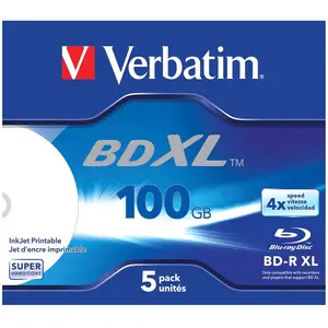Comparateur de prix : Verbatim - 5 x BD-R XL - 100 Go 4x - surface imprimable par jet d'encre - boîtier CD