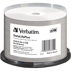 Comparateur de prix : Verbatim (43755) : DVD-R 16x 50-pack : Printable Optical Media