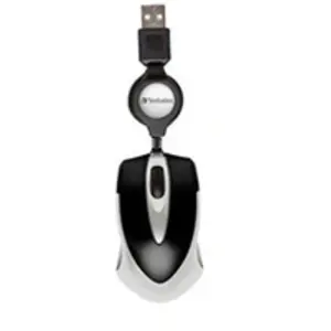 Comparateur de prix : VERBATIM Mini Souris de voyage - Filaire - Optique - 2 Boutons - PC - Noir