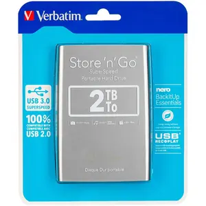 Comparateur de prix : Disque dur externe - Verbatim - StoreNGo - 2.5 - 2 To - USB 3.0 - Argent