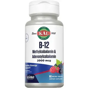 Kal Comprimés de B12 Méthylcobalamin &amp; Adénosylcobalamine 2000 mg 60 uVendu parbikeinn