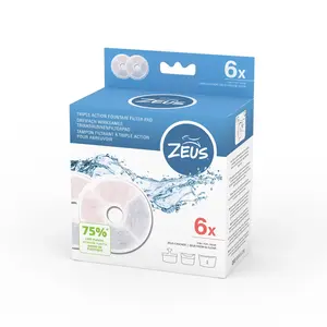 Comparateur de prix : Lot de 6 filtres triple action pour fontaine à eau Zeus sans cadre