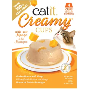 4x25g Catit Creamy Cups Poulet à la mangue friandises pour chat pas cher
