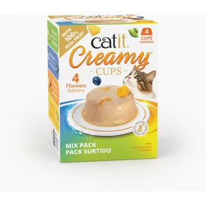 4x25g Catit Creamy Cups Mix (4 sortes) friandises pour chat pas cher