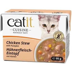 12x95 g ragoût Catit Cuisine au poulet et au potiron, nourriture humide pour chats pas cher