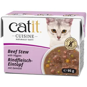 12x95 g ragoût Catit Cuisine au boeuf et aux légumes, nourriture humide pour chat pas cher
